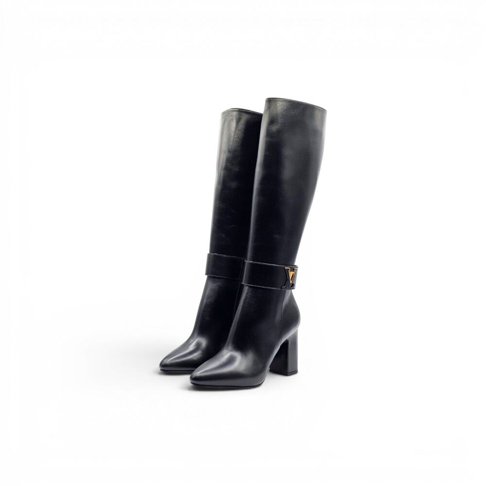 Louis Vuitton Midtown Knee High Boots LV Monogram Black Leather EU 38 US 8 $2440